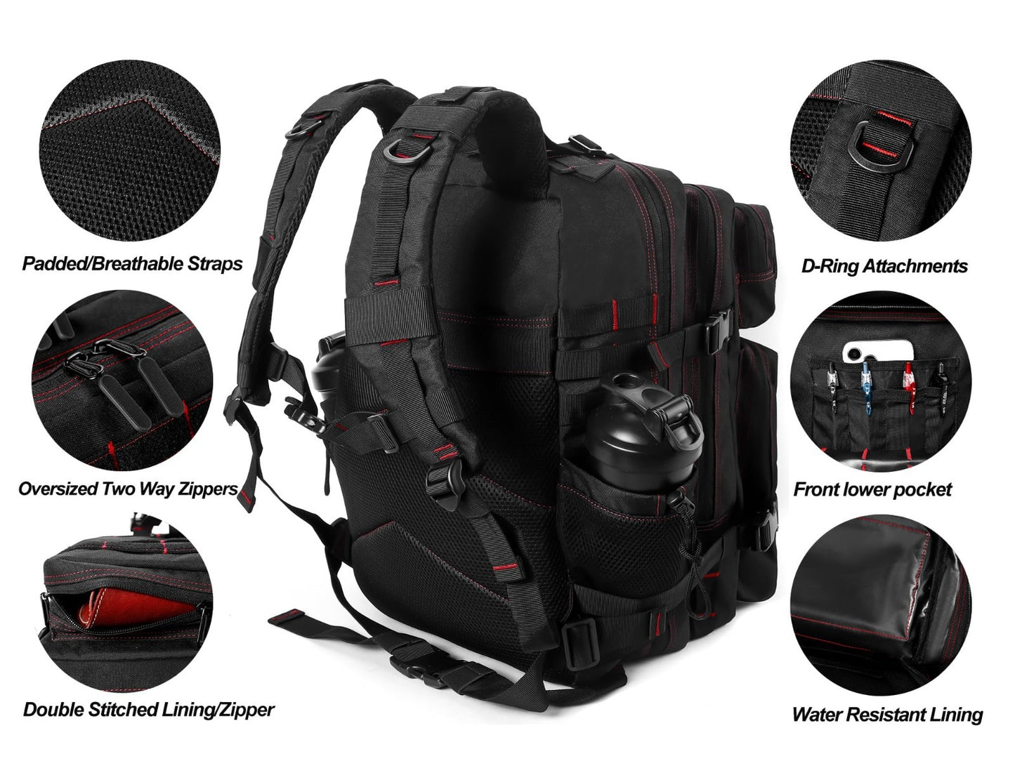 Tactical 45L Military Backpack for Men & Women   3 Day Assault Rucksack, Molle S4