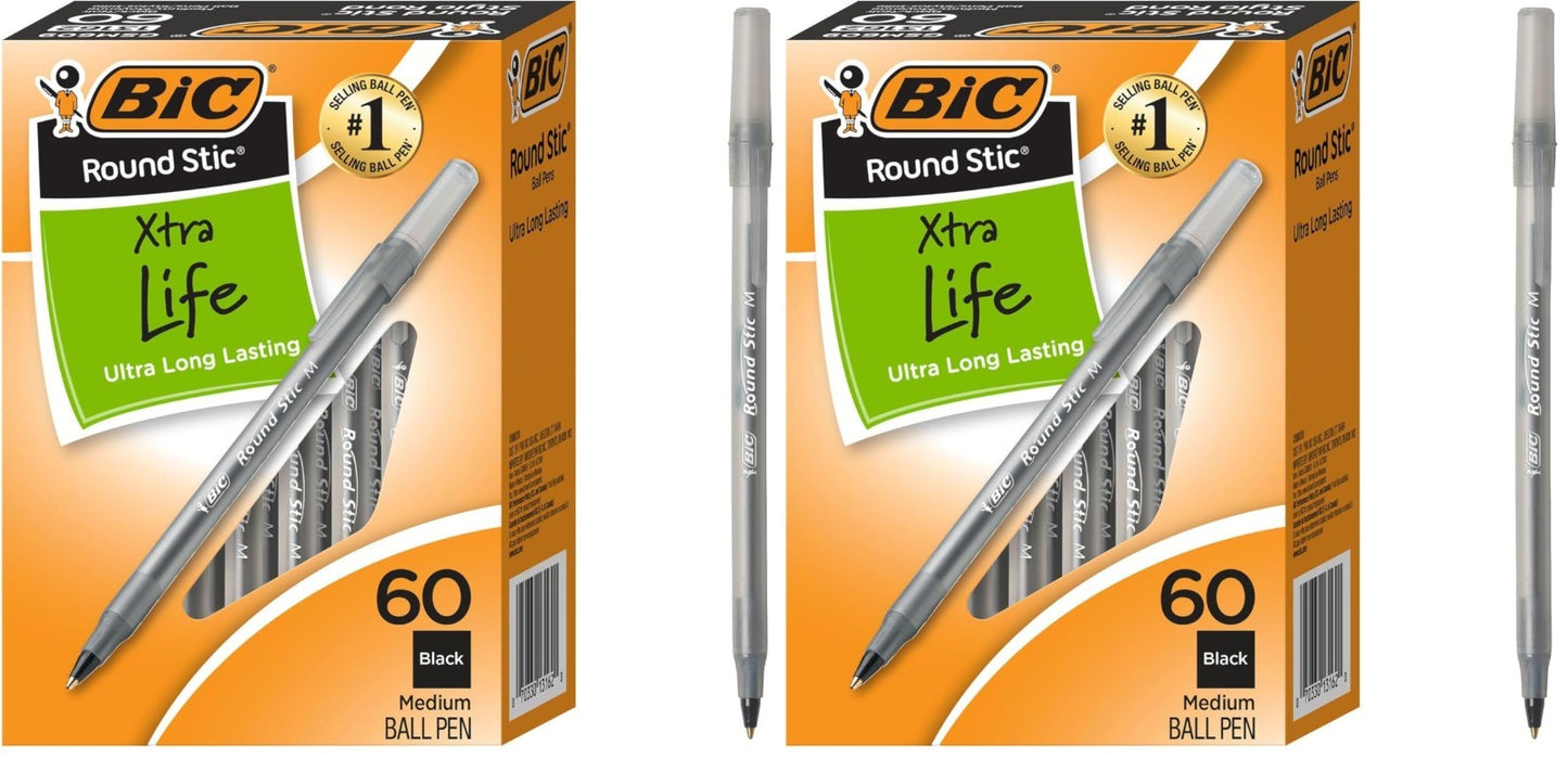 60 Count Black Ballpoint Pens, Medium Point 1.0mm, Comfortable Grip, Pack of 21