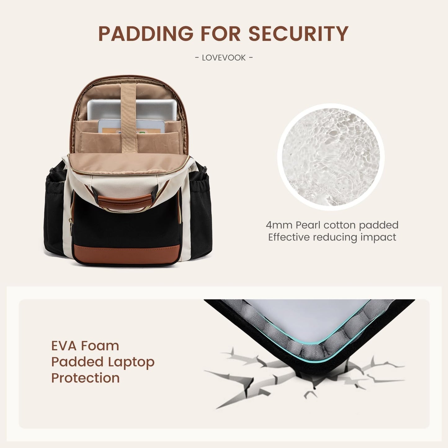 Stylish Waterproof Laptop Backpack for Women, 15.6" Large Capacity Travel Bag, P4