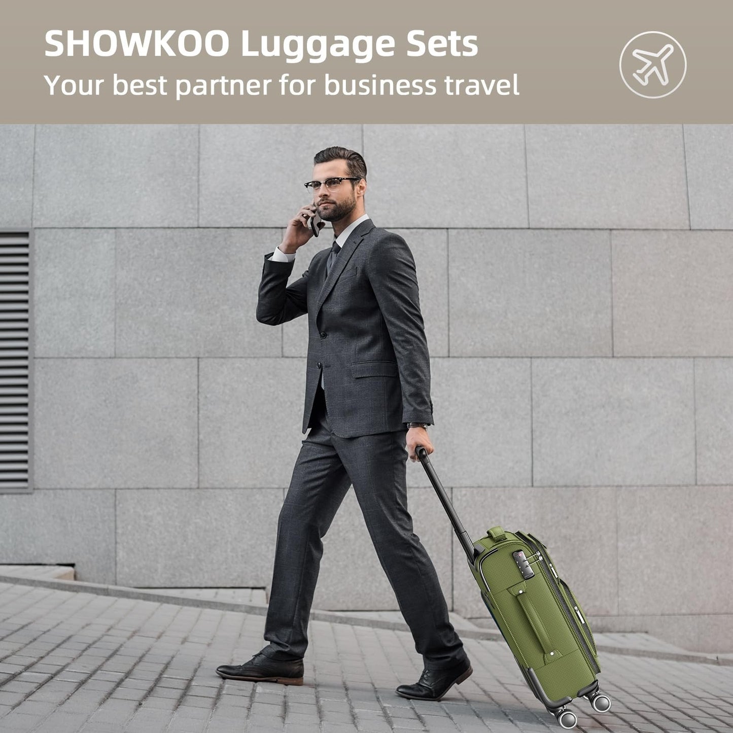 3-Piece Softside Luggage Set - Expandable, Lightweight, 360° Spinner Wheels, TSA2