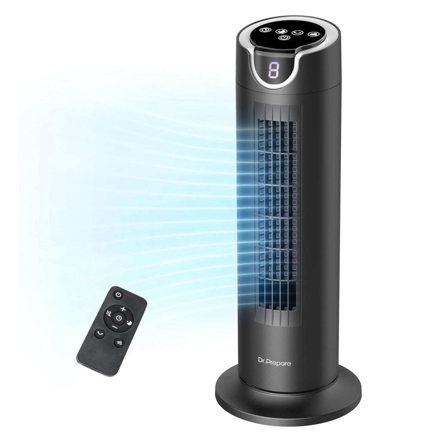 Quiet Bladeless Tower Fan with Remote, 8 Speeds, 80° Oscillation, 16" Portable I1