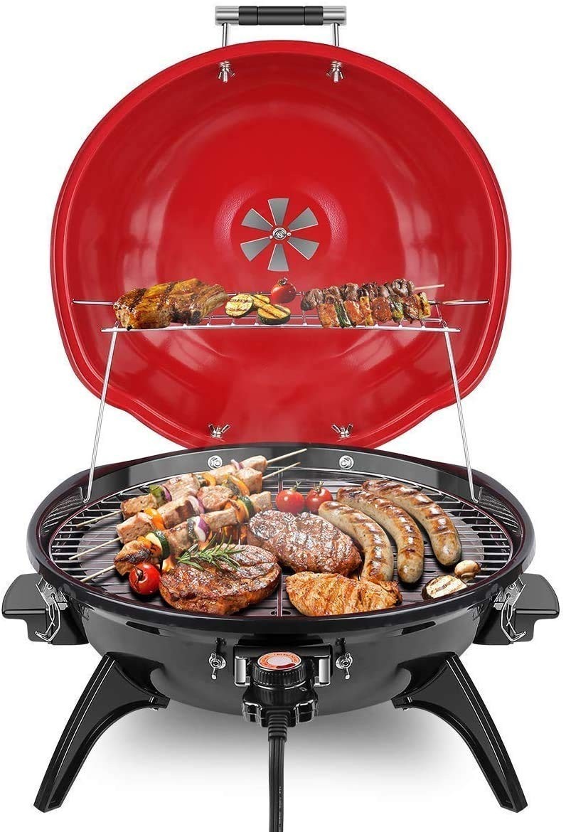 1600W Electric BBQ Grill - 15-Serving Indoor/Outdoor Portable Grill, Double Laye1