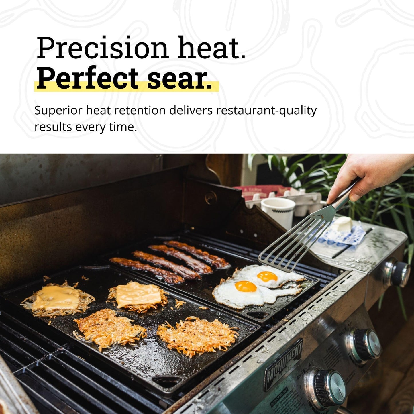 Reversible Cast Iron Grill/Griddle Pan 16.75" - Pre-Seasoned Dual-Sided Cookware4