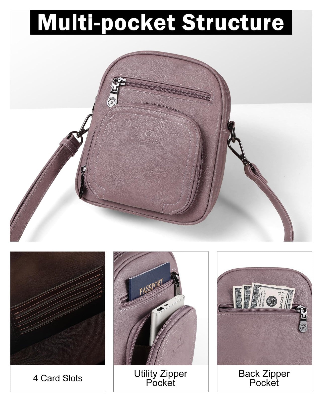 Stylish Small Crossbody Purses for Women, RFID Anti-Theft, 4 Card Slots5