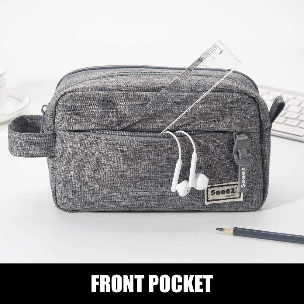 High Capacity Pencil Case Organizer   Big Pouch with Easy Grip Handle, Grey2