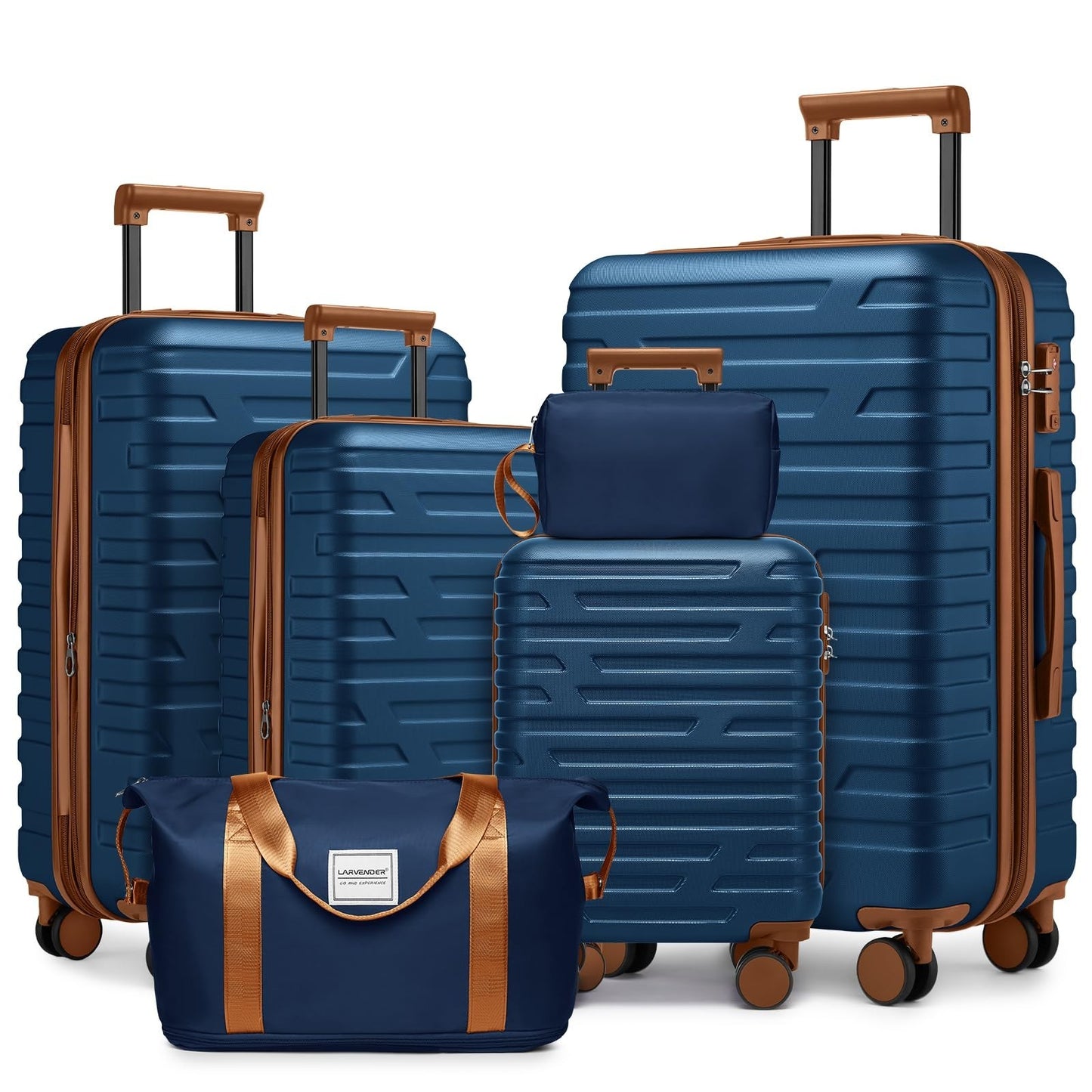 Expandable 6-Piece Luggage Set with Wheels, TSA-Approved, Lightweight Hardshell,1