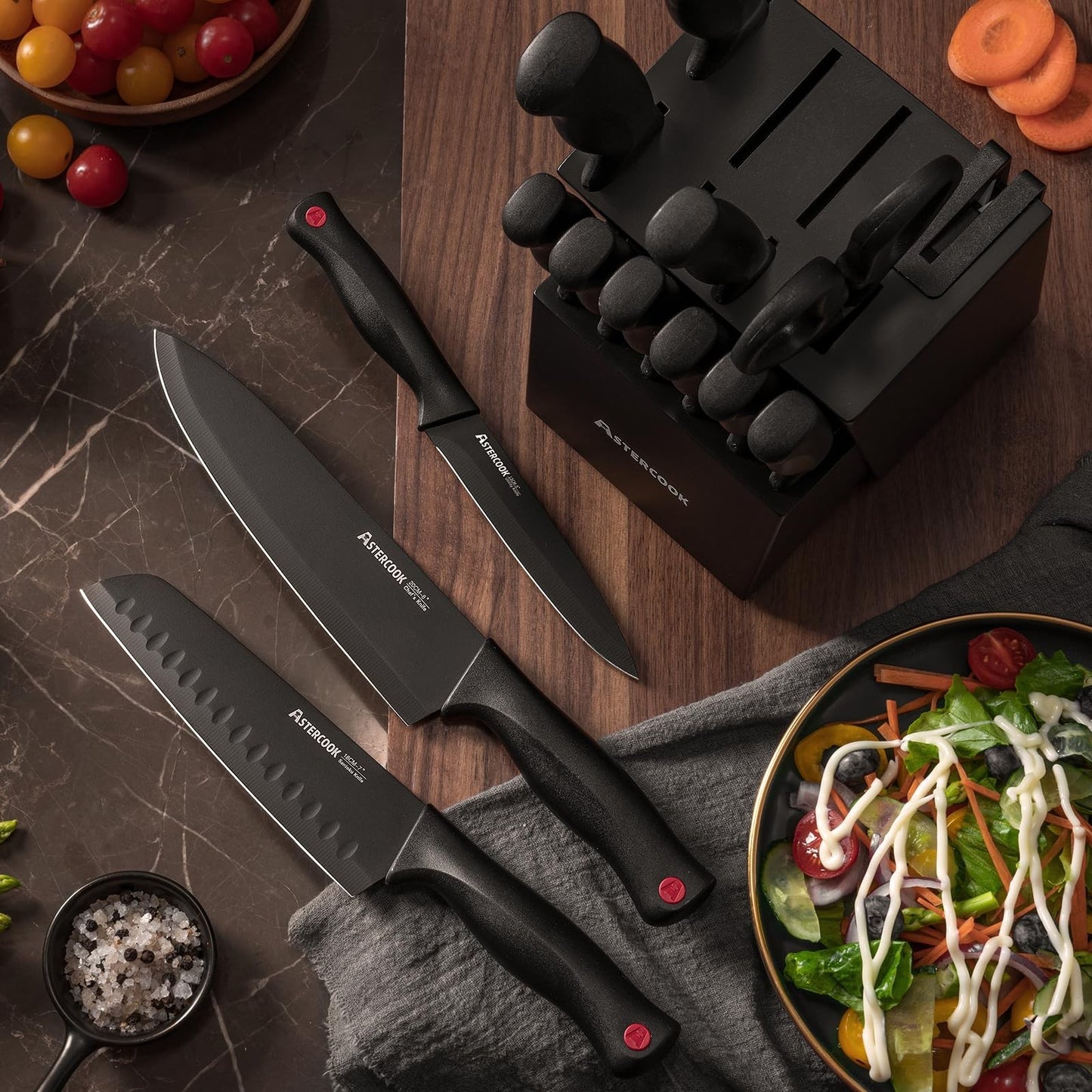 15 Piece Kitchen Knife Set with Block & Sharpener   Stainless Steel, Dishwasher5