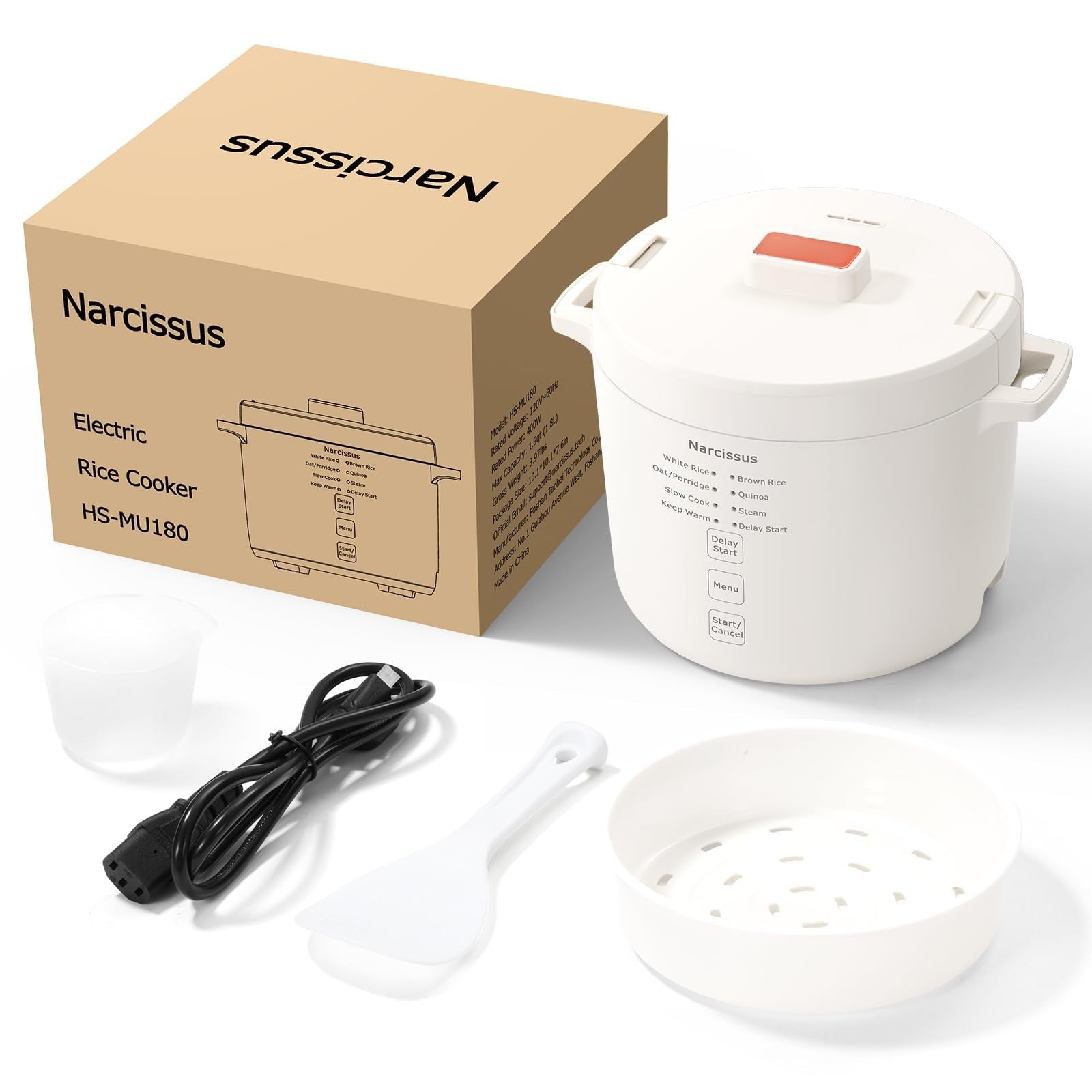 Compact 3.5-Cup Rice Cooker for 1-3 People - Multi-Function: Rice, Oatmeal, Quin6