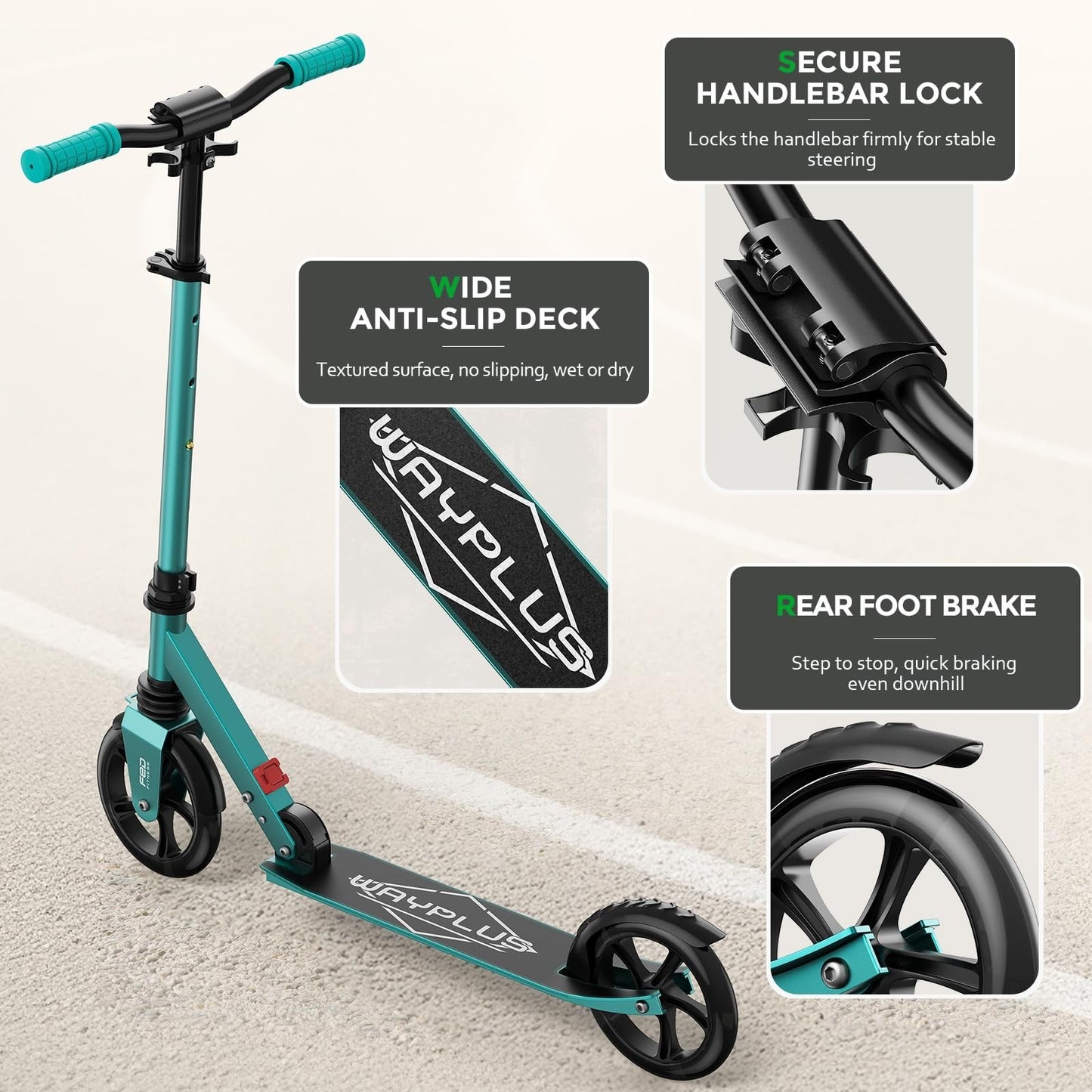 Kick Scooter for Ages 6+, Teens & Adults - 8" Big Wheels, 240lb Capacity, Smooth6