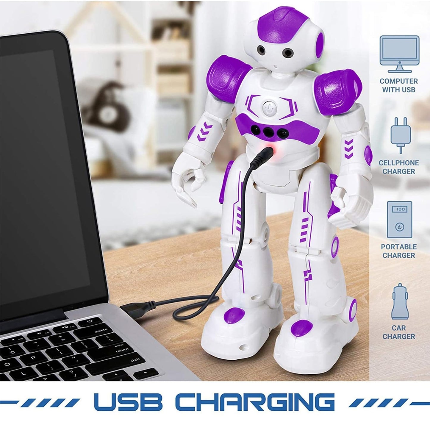 Programmable RC Robot Toy for Kids   Gesture Control Smart Robot, Ages 3 8, Purp4