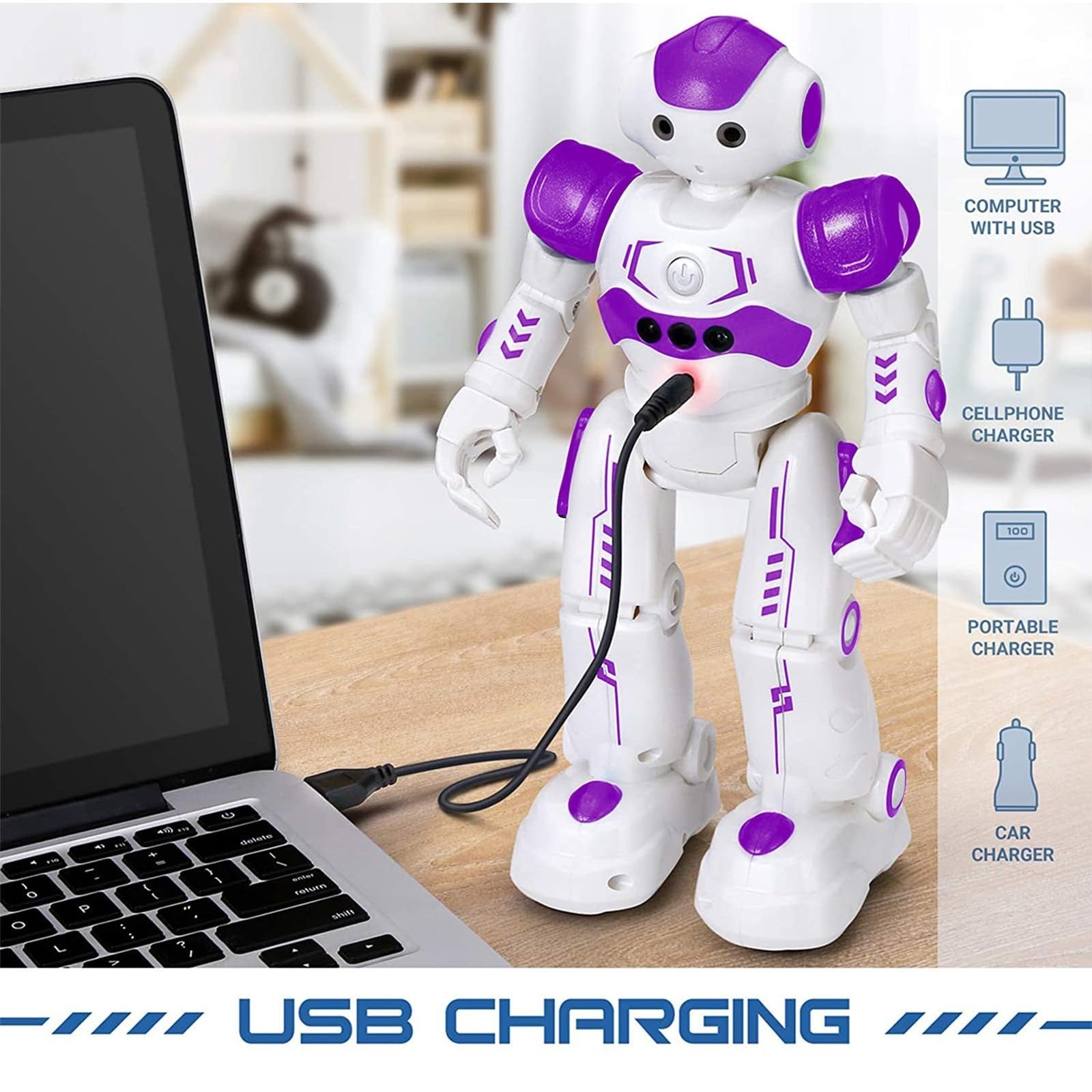 Programmable RC Robot Toy for Kids   Gesture Control Smart Robot, Ages 3 8, Purp4