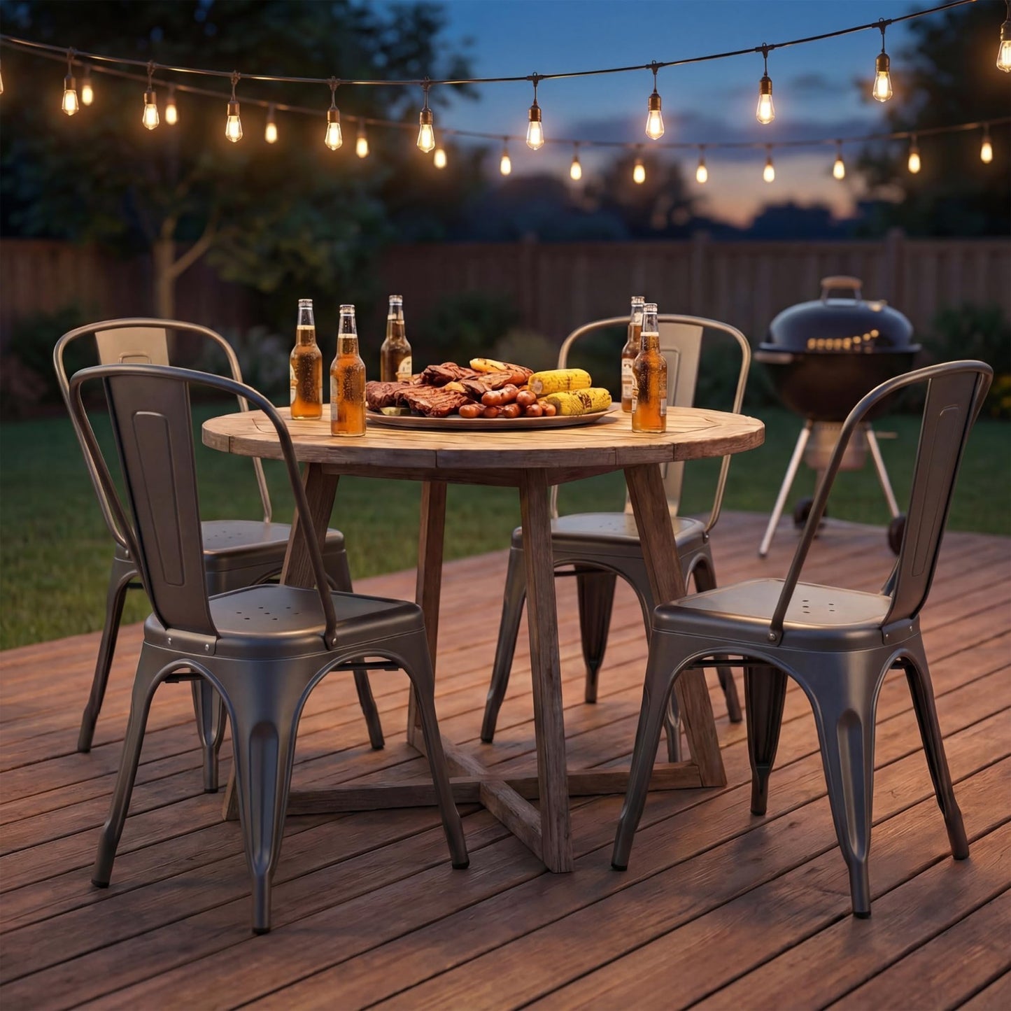 Stackable Metal Dining Chairs Set of 4   Indoor Outdoor Bistro Cafe Side Chairs7