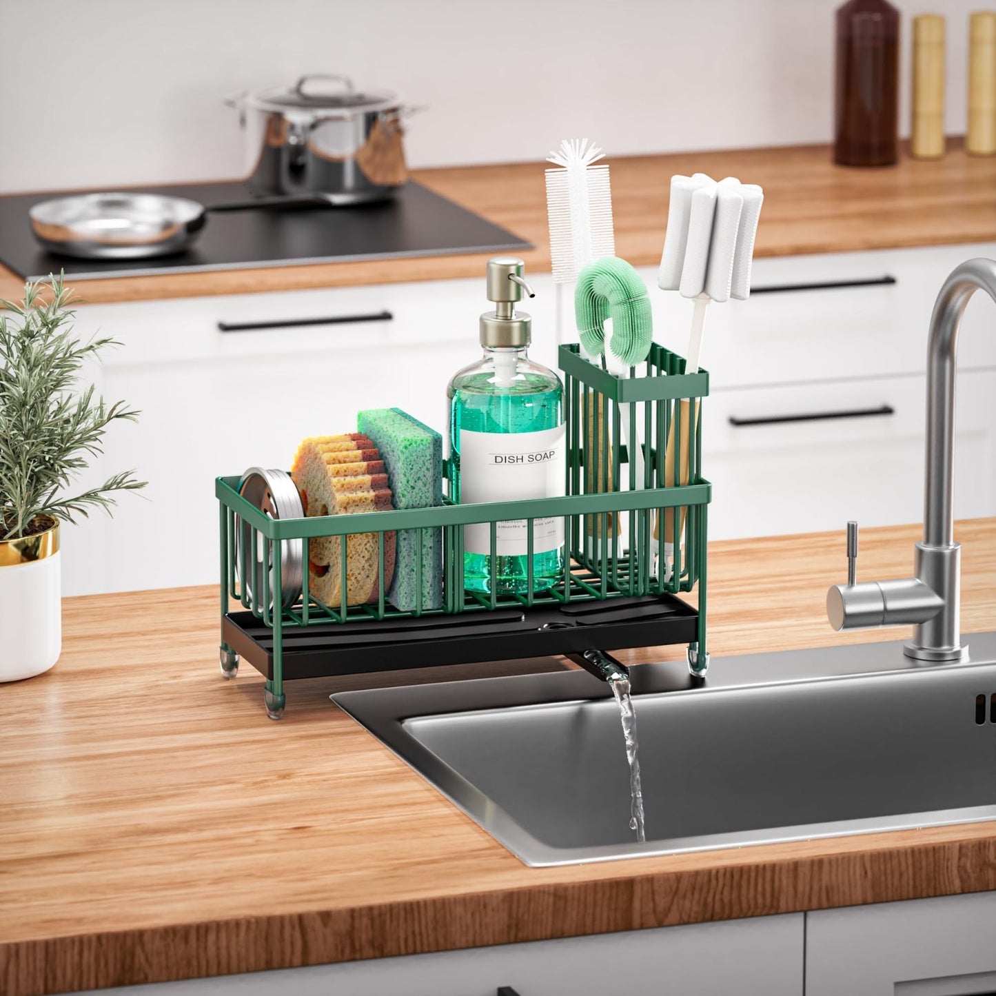 Kitchen Sink Sponge Holder Caddy Organizer, Rustproof 304 Stainless Steel, Dark6