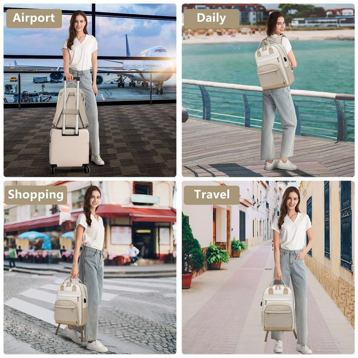 Waterproof Laptop Backpack for Women   17" Travel Bag with USB Charger, Anti The5