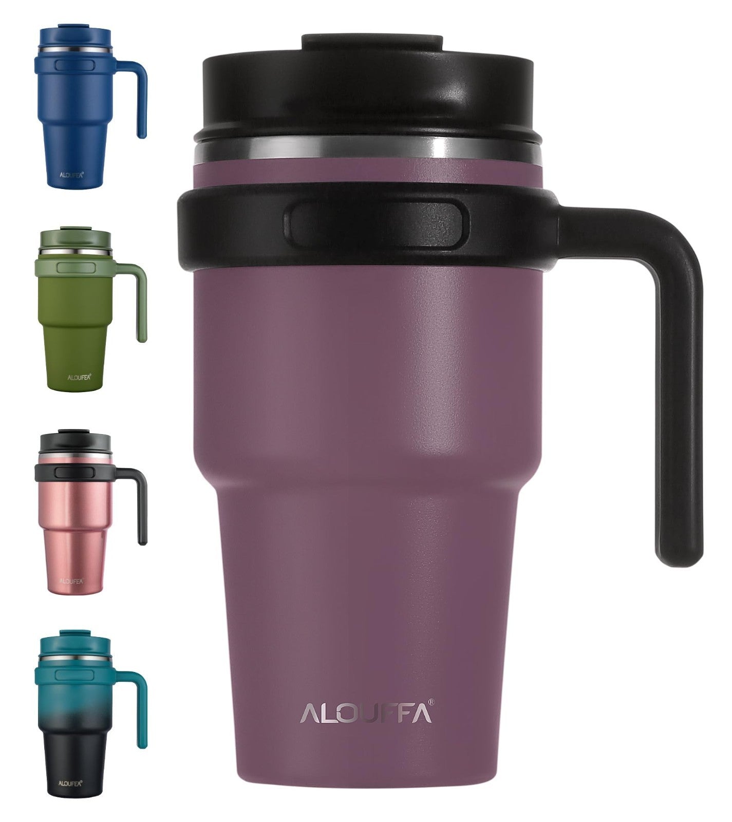 20 oz Insulated Travel Mug with Handle   Stainless Steel Tumbler, Double Wall, L1
