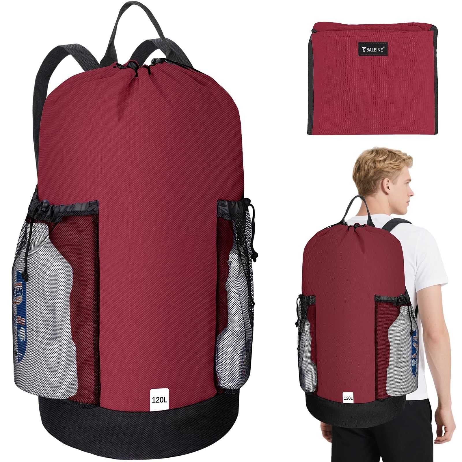 Optimized eBay Title:  "120L Large Laundry Backpack Bag - Durable 900D Oxford F1