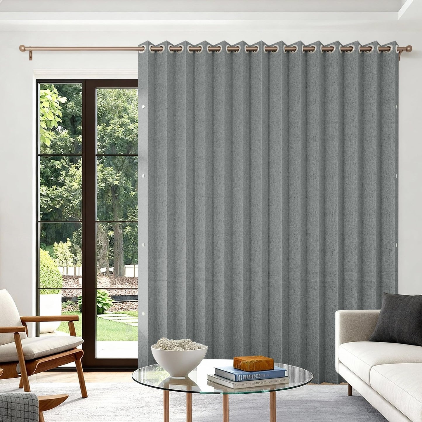 Pleated Fabric Vertical Shades for Patio Doors & Windows, 1 Panel 120x96 Grey0
