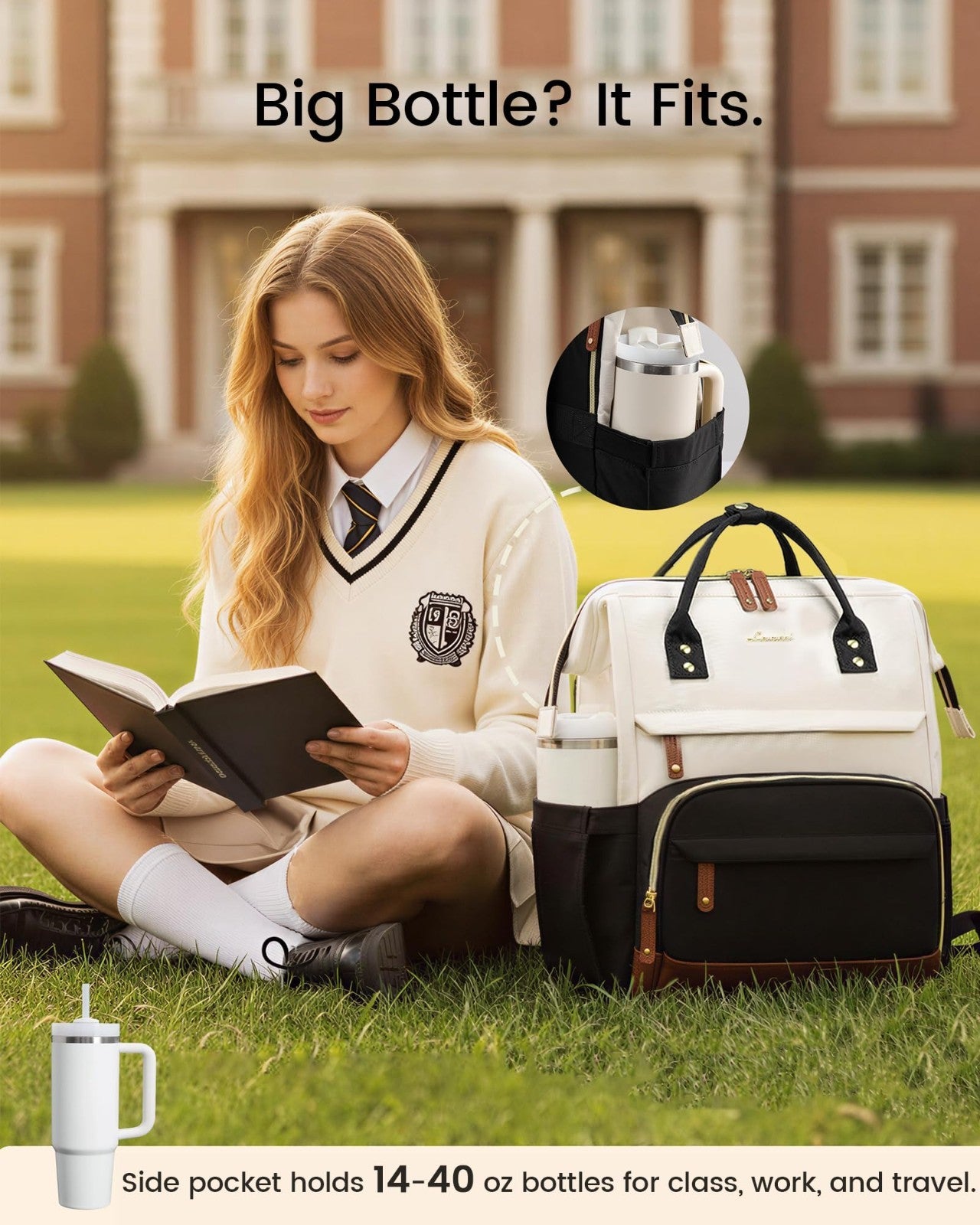 Stylish 15.6" Laptop Backpack for Women, Waterproof College Bookbag, Large Capac2