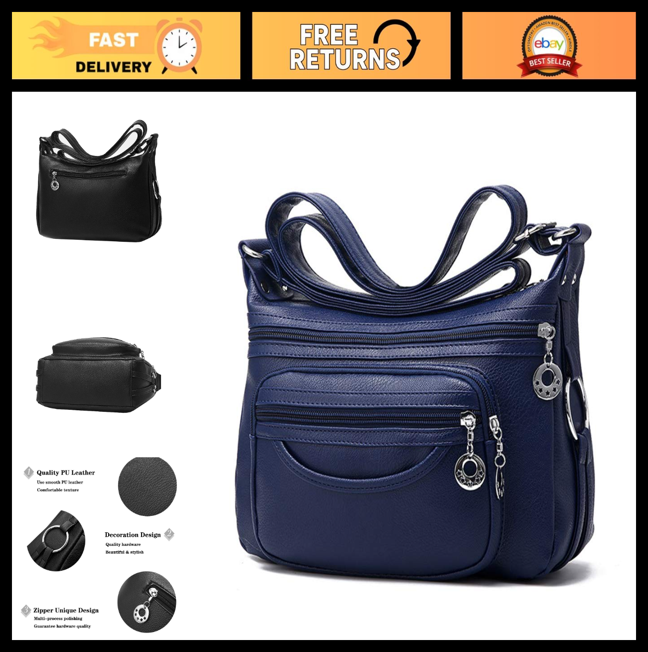Stylish Lightweight Leather Crossbody Bag for Women   Versatile Shoulder Purse w0