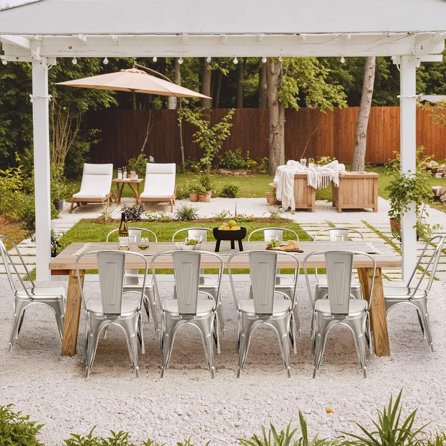 Stackable Metal Dining Chairs Set of 4   Indoor Outdoor Bistro Cafe Side Chairs2