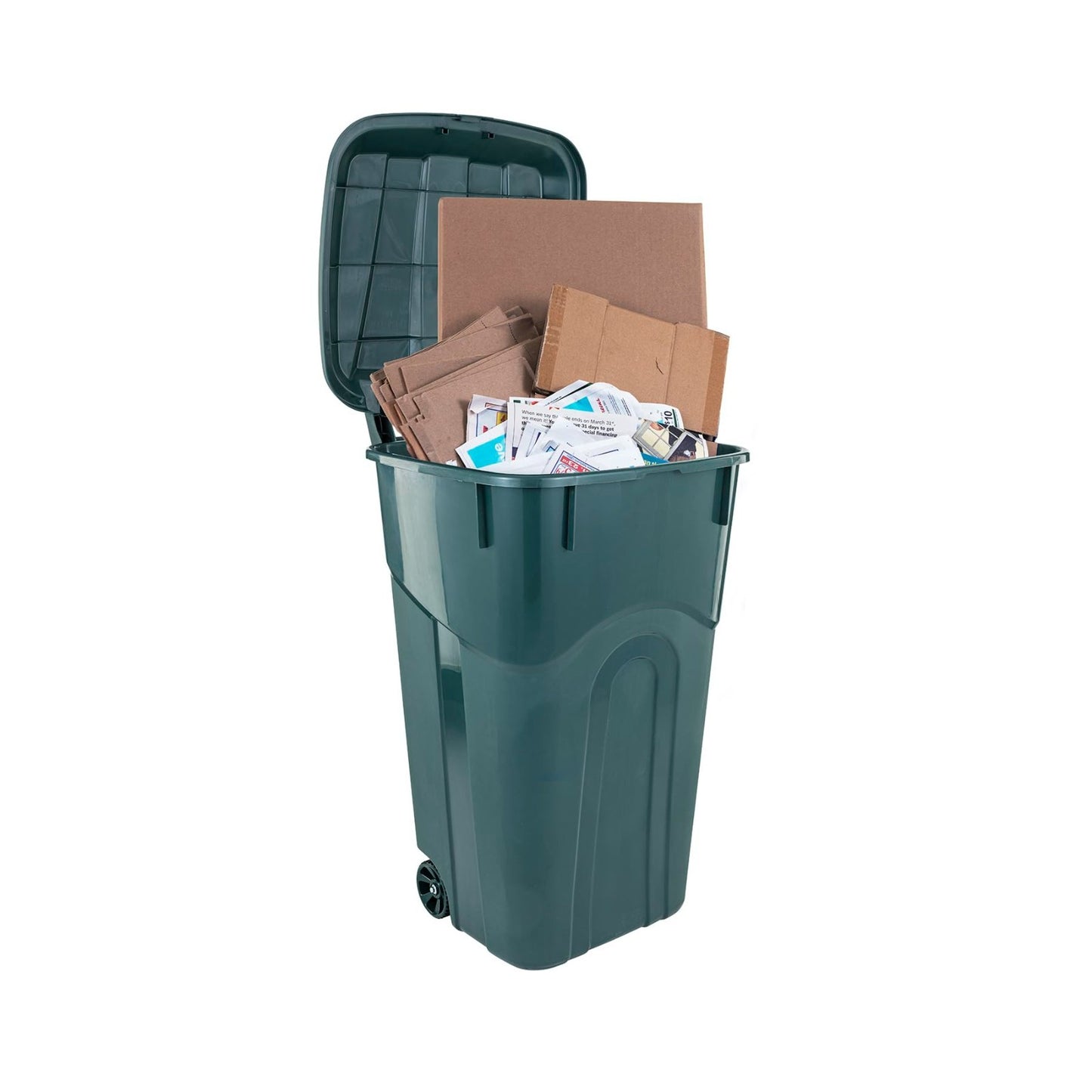 32 Gallon Wheeled Outdoor Trash Can with Snap Lock Lid & Heavy-Duty Handles - 25