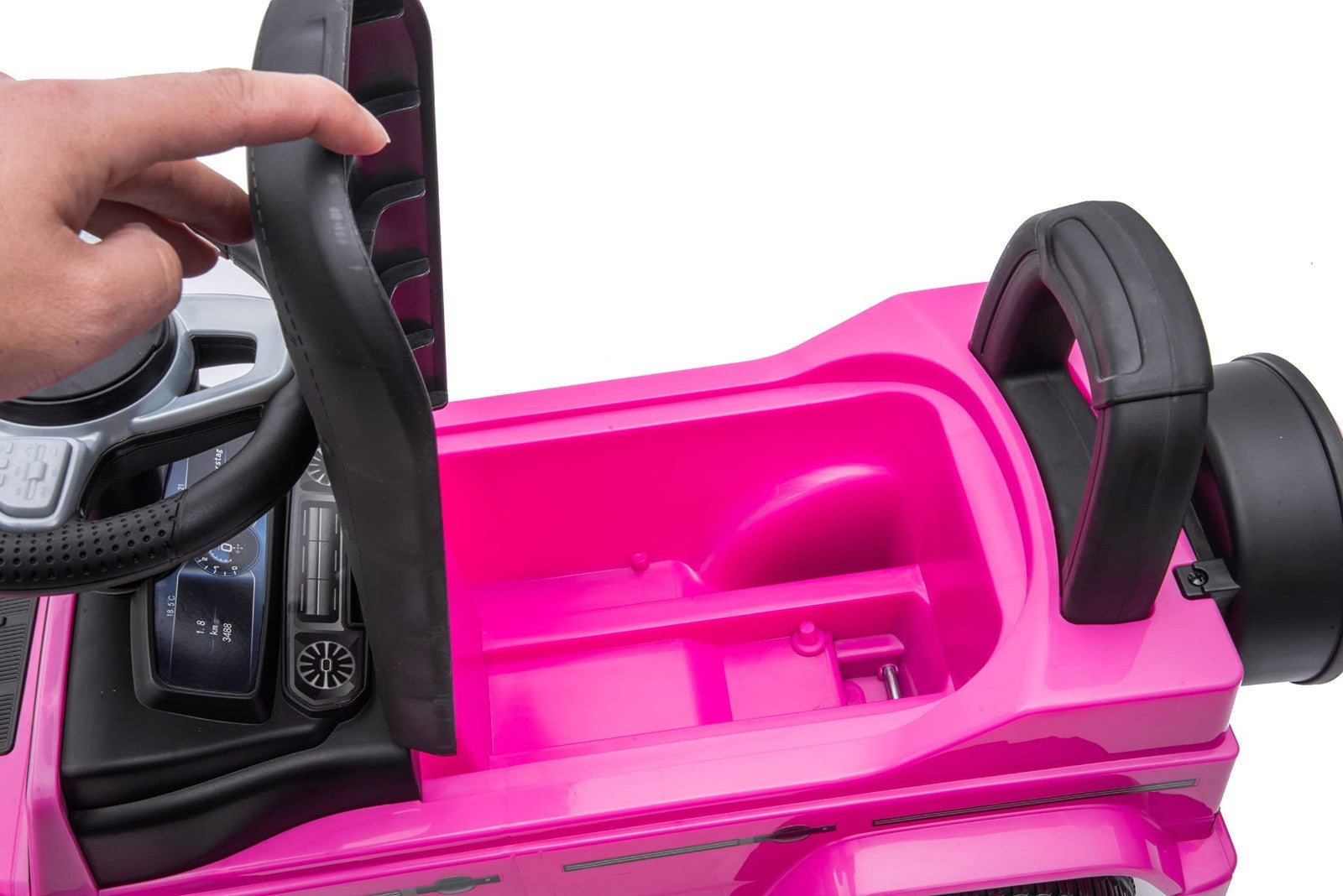 Kids Ride-On Car Stroller, Mercedes G-Wagon Push Car with Lights & Music, Pink,6