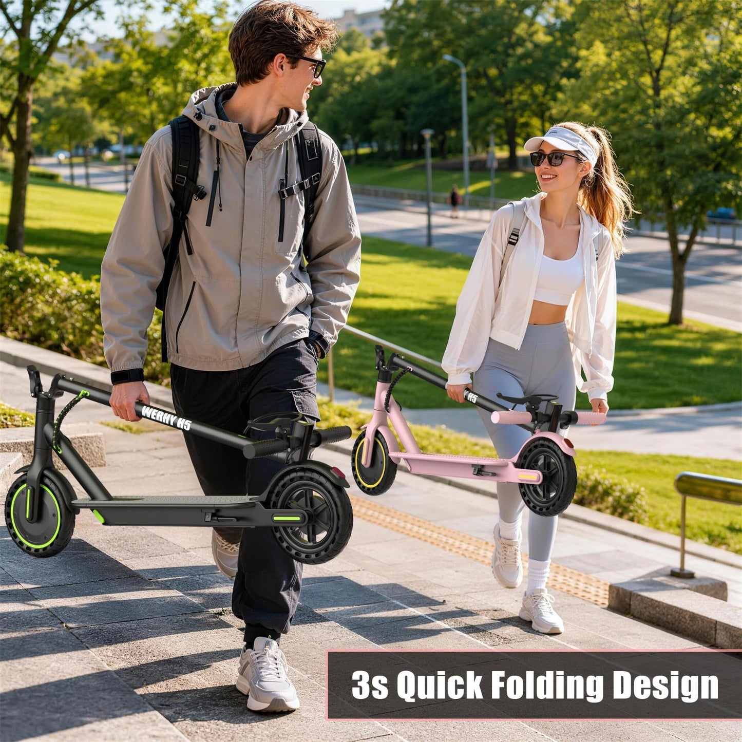 Powerful Electric Scooter 500W/350W Motor, 19MPH Speed, 16-27 Miles Range, Foldi7