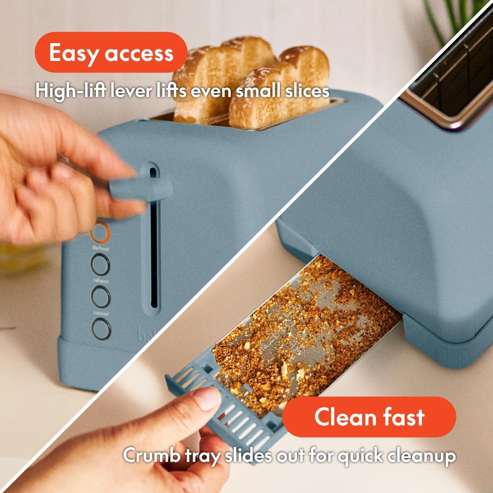 2 Slice Toaster with Extra Wide Slots, 6 Shade Settings, Compact Design, Surf Co6
