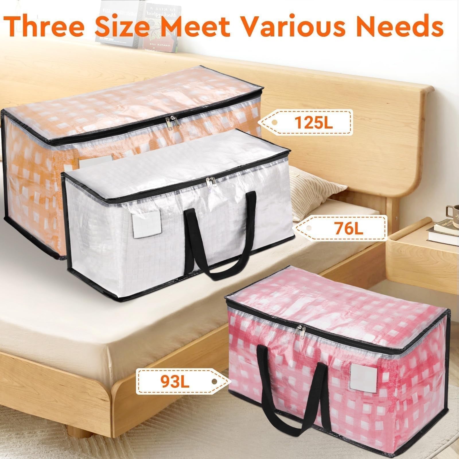 Extra Large Moving Bags 93L - 8-Pack Heavy Duty Storage Totes with Zipper & Hand7