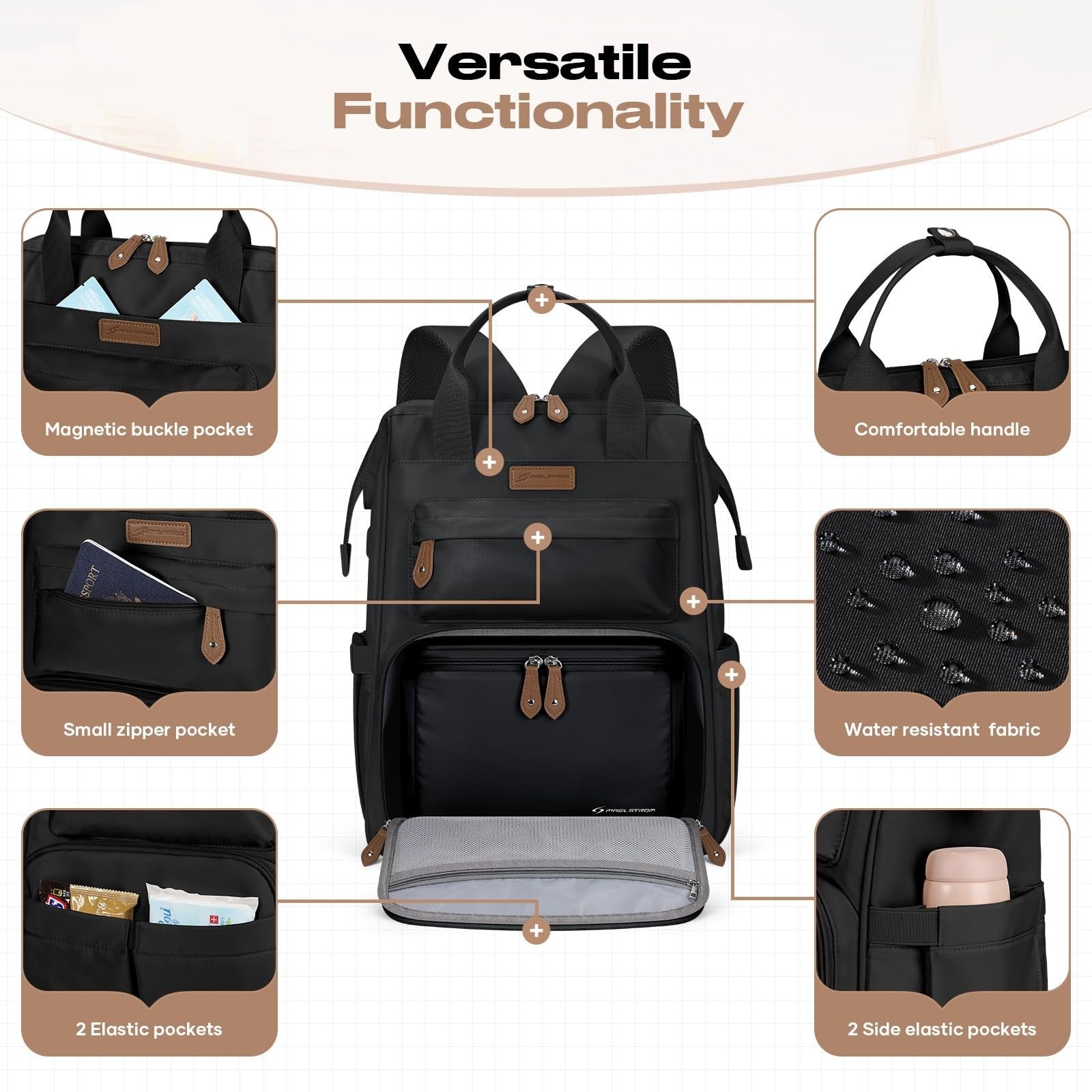15.6 17.3" Laptop Backpack with Lunch Box, Stylish Work Bag for Men & Women3