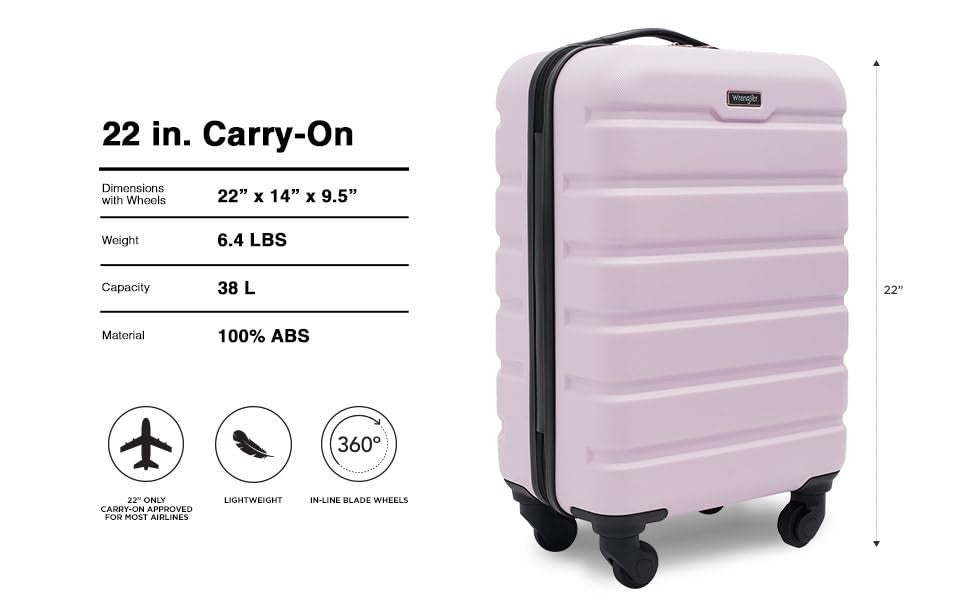 22" Hardside Spinner Carry-On Luggage - Lightweight, Durable, Travel Bag, Lilac2