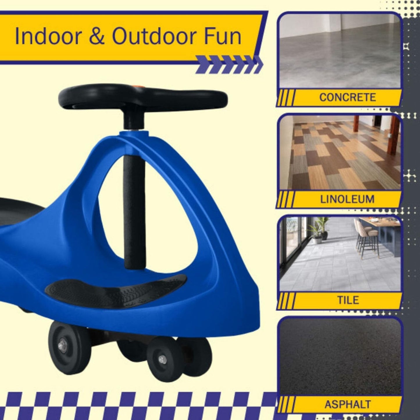 Wiggle Car Ride-On Toy for Kids Ages 3+, Fun Blue Ride-On Vehicle, Outdoor Play4