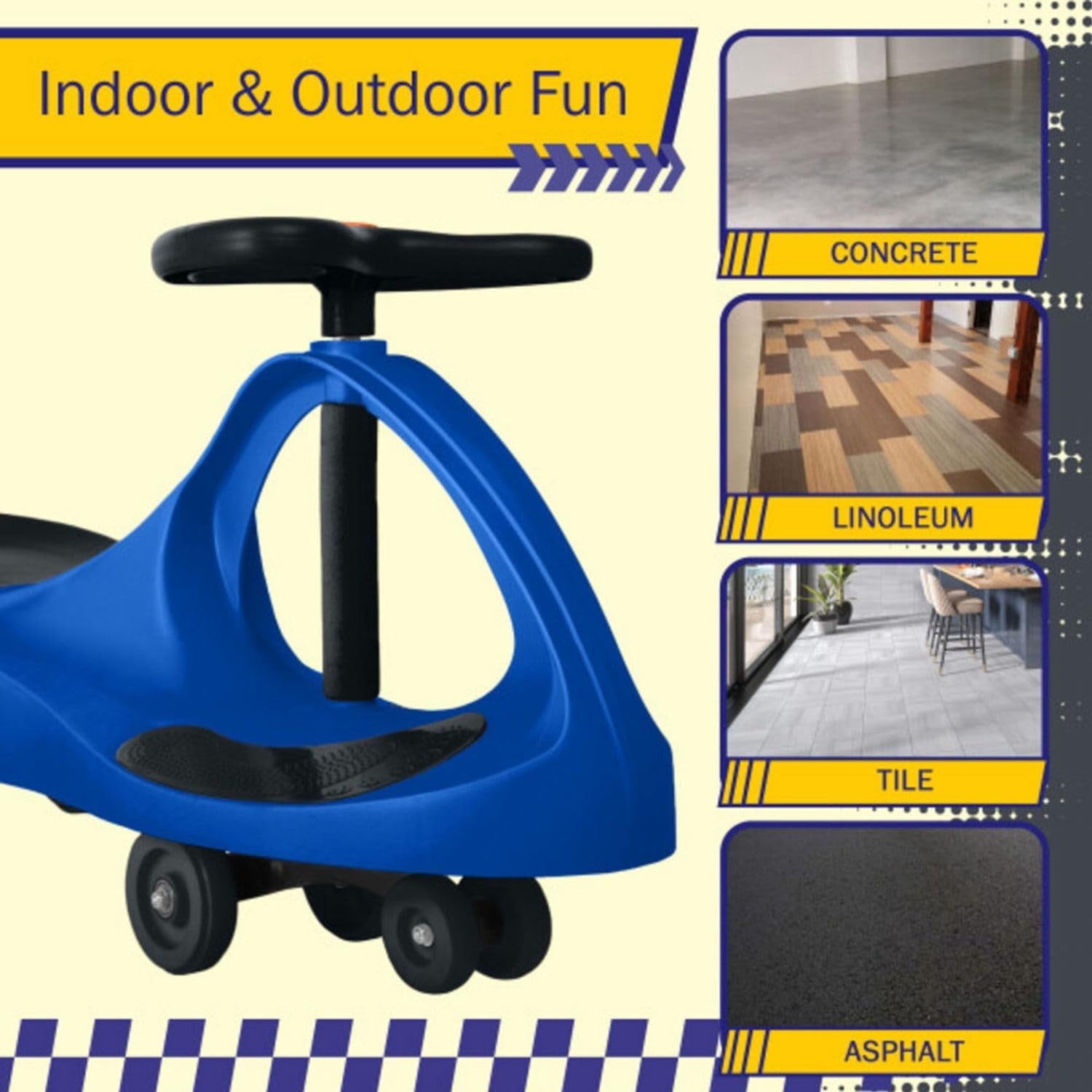Wiggle Car Ride-On Toy for Kids Ages 3+, Fun Blue Ride-On Vehicle, Outdoor Play4