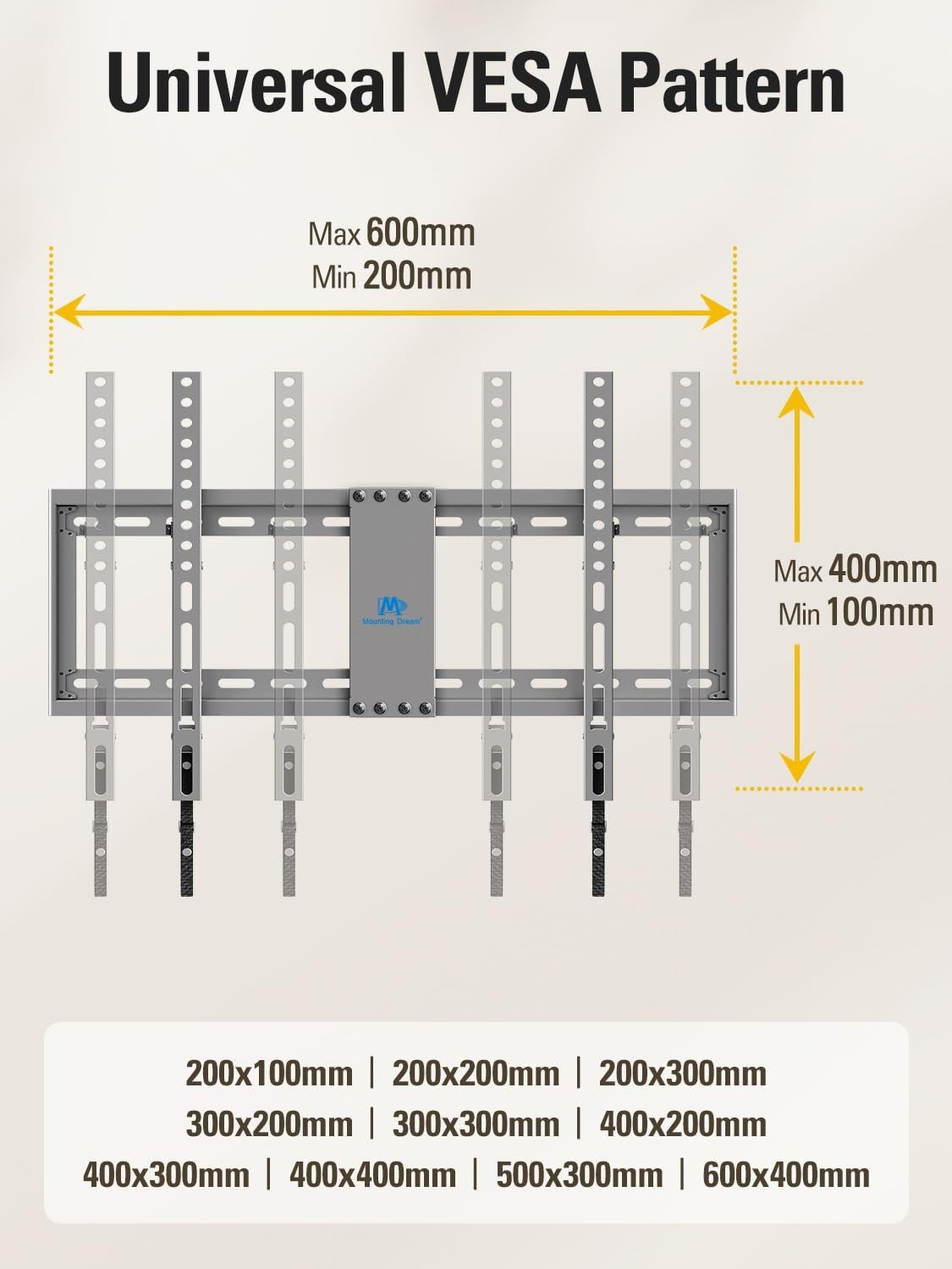 Universal Tilt TV Wall Mount for 37 75" TVs, Low Profile, Max VESA 600x400mm, 136