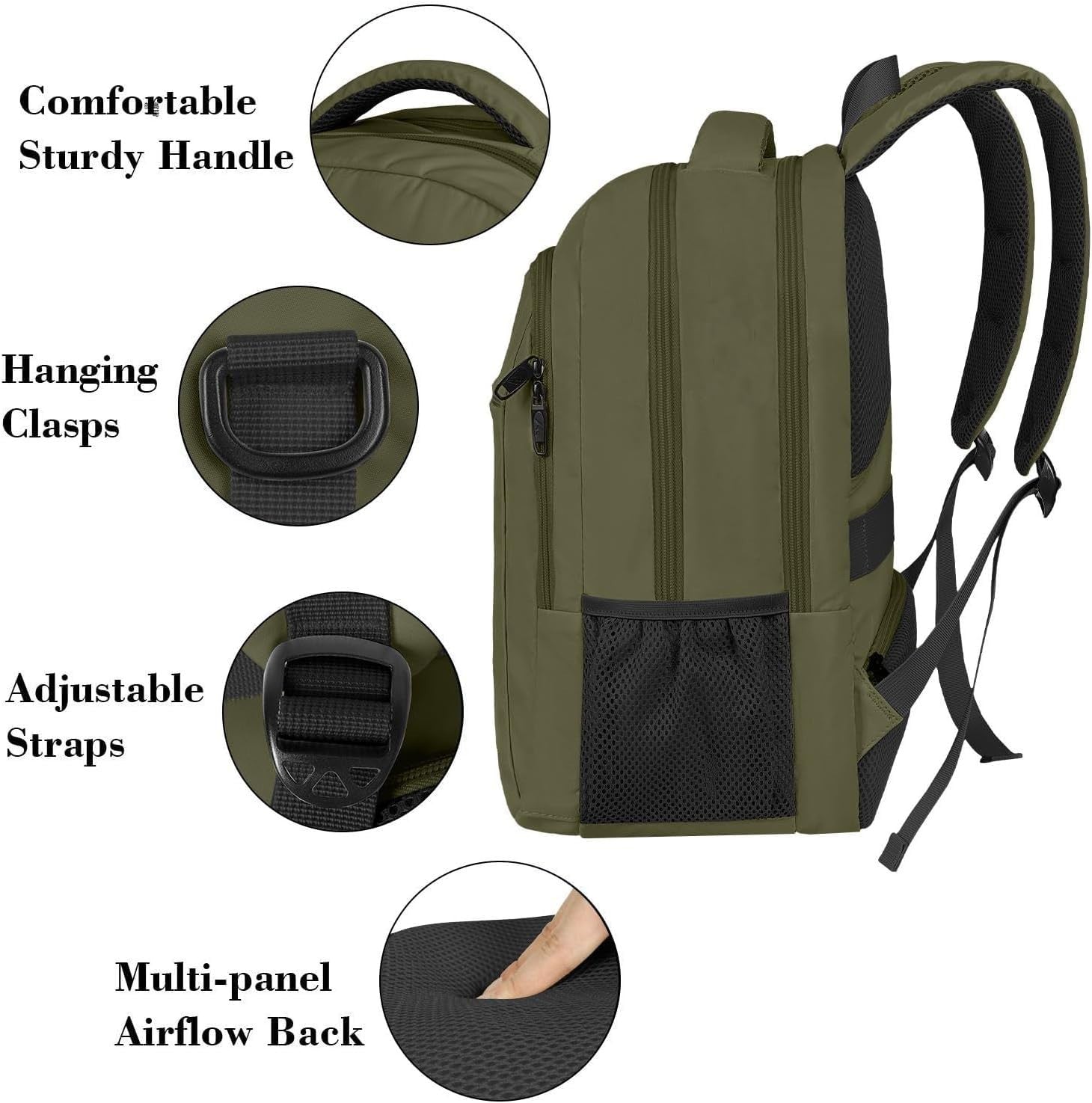 15.6" Green Travel Laptop Backpack, Durable Computer Bag for Work & School2