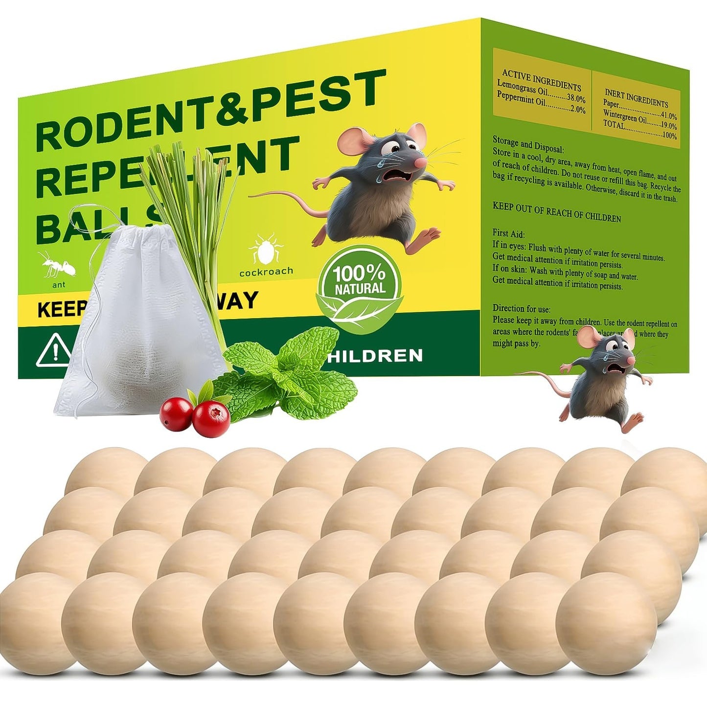36 Pack Natural Peppermint Mouse Repellent Pouches - Indoor & Outdoor Use, Long-1