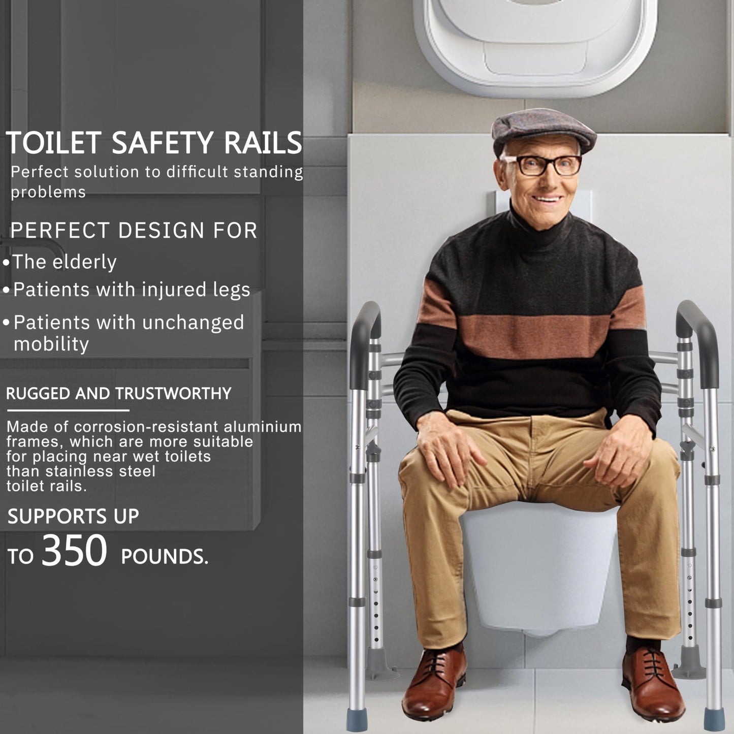 Toilet Safety Rails   Adjustable Height & Width, Foldable Design, 350 lbs Capaci4