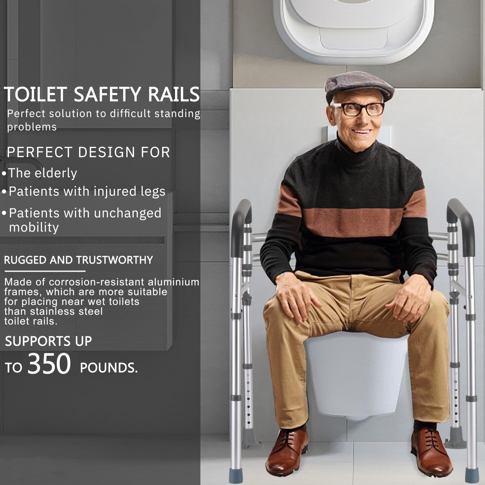 Toilet Safety Rails   Adjustable Height & Width, Foldable Design, 350 lbs Capaci4
