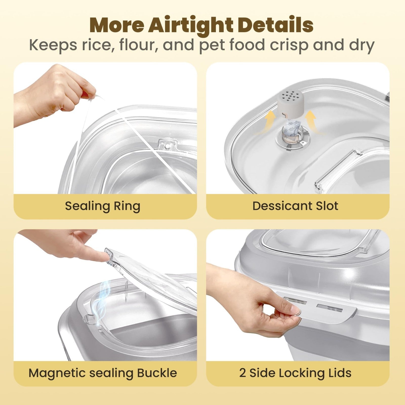 50Lbs Collapsible Airtight Rice Storage Container, Food Organizer, Space Saving4