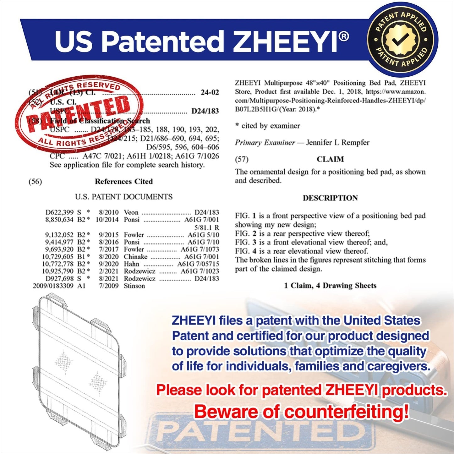 48x40 Bed Pad with Handles   Reusable Washable Patient Sheet for Lifting & Repos5