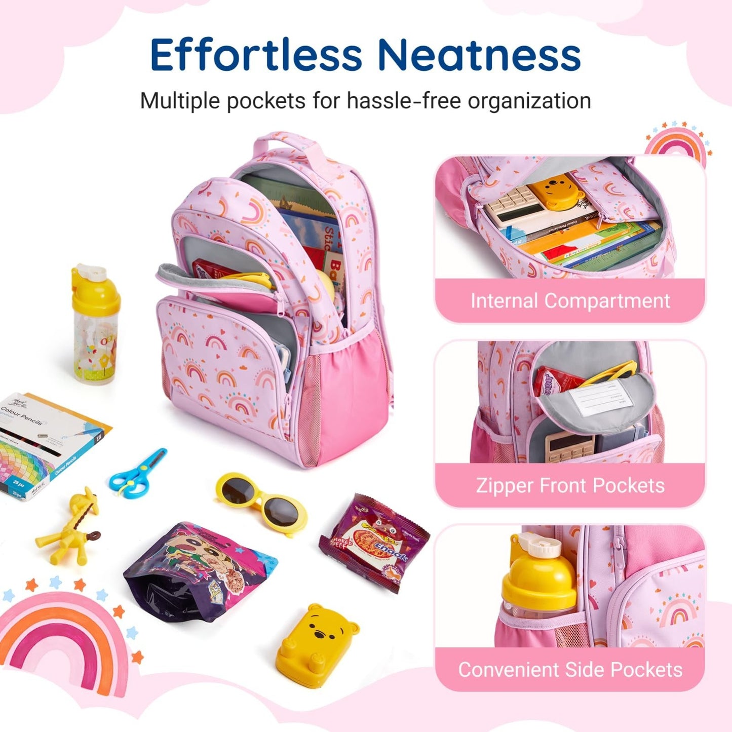 Kids Backpack Set for Kindergarten & Preschool, 3 PCS with Lunch Box & Pencil Ca2