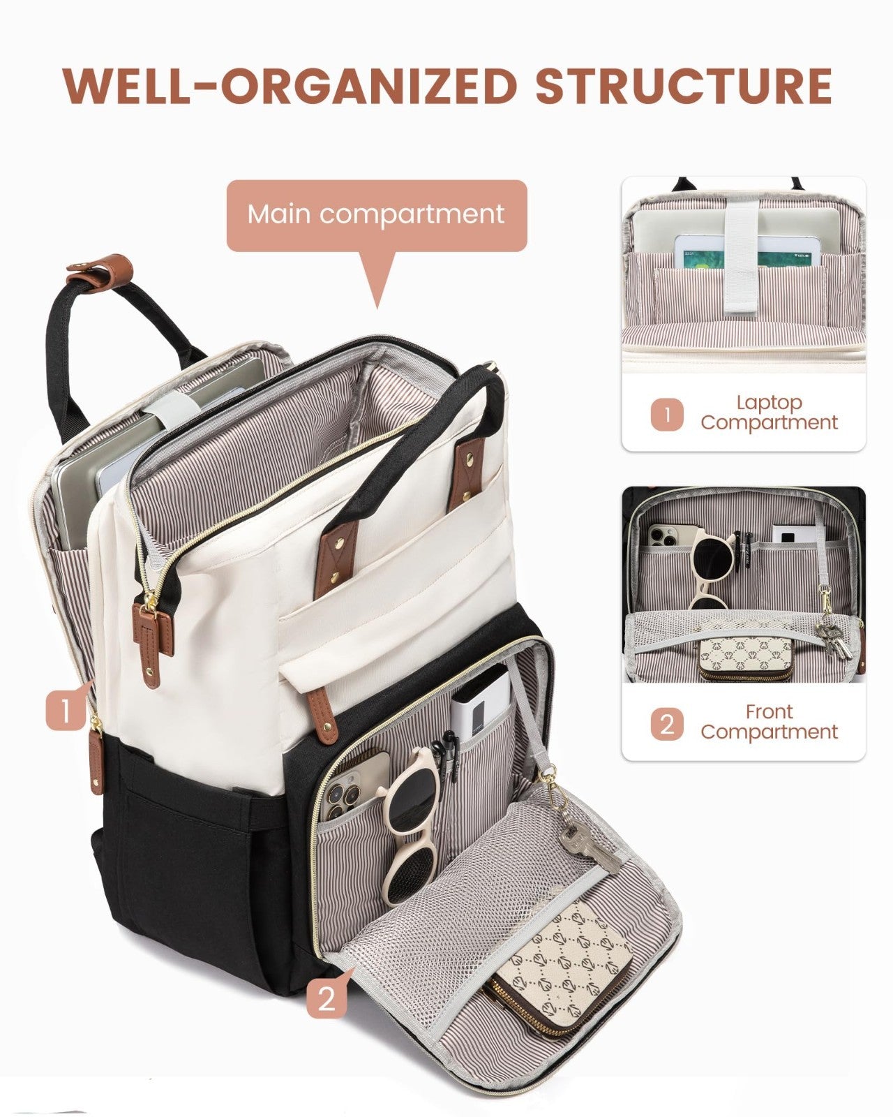 Waterproof 17.3'' Laptop Backpack for Women, Nurse Teacher Work Bag, Travel Purs2