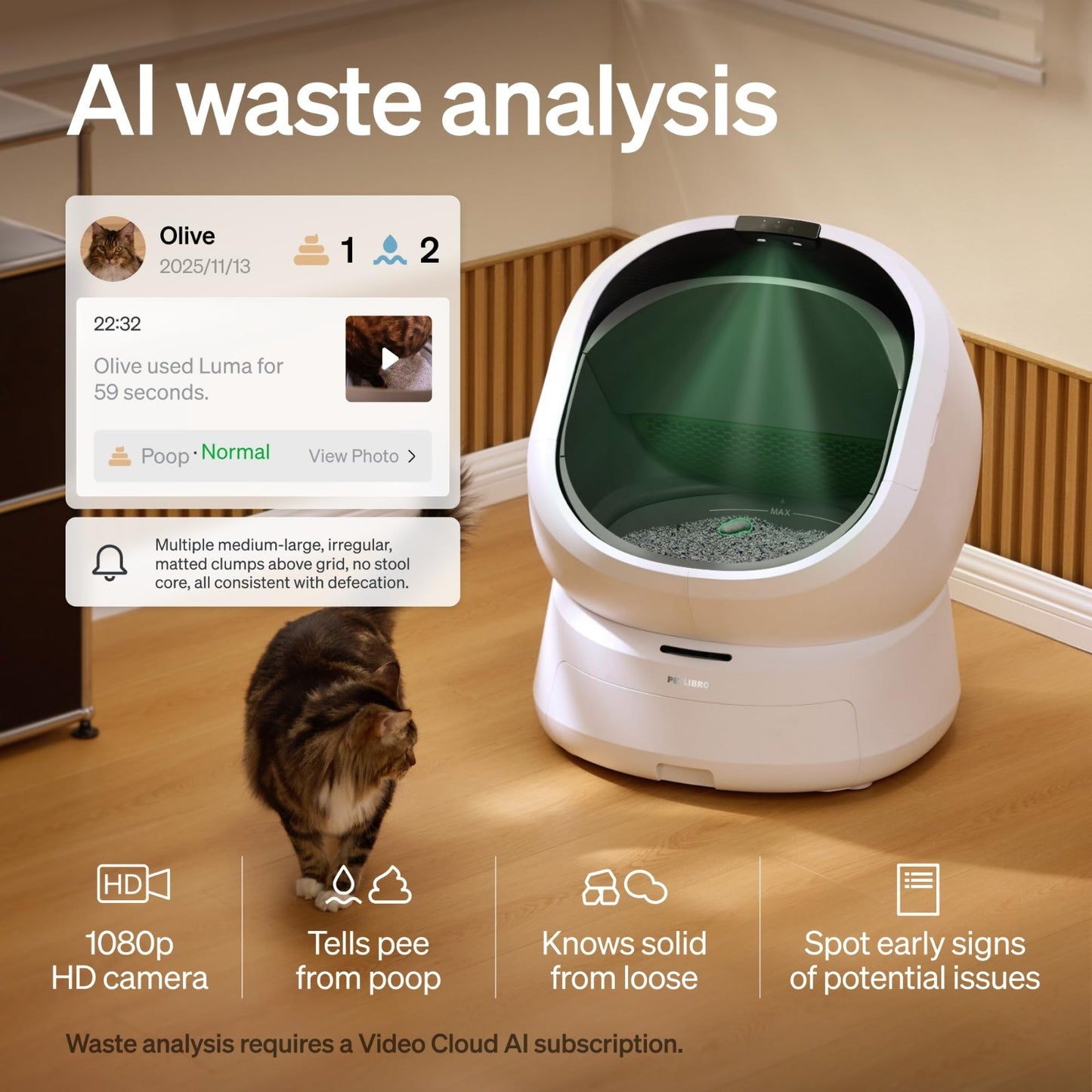 Automatic Self-Cleaning Litter Box Bundle with AI Camera, Multi-Cat, Odor Contro3