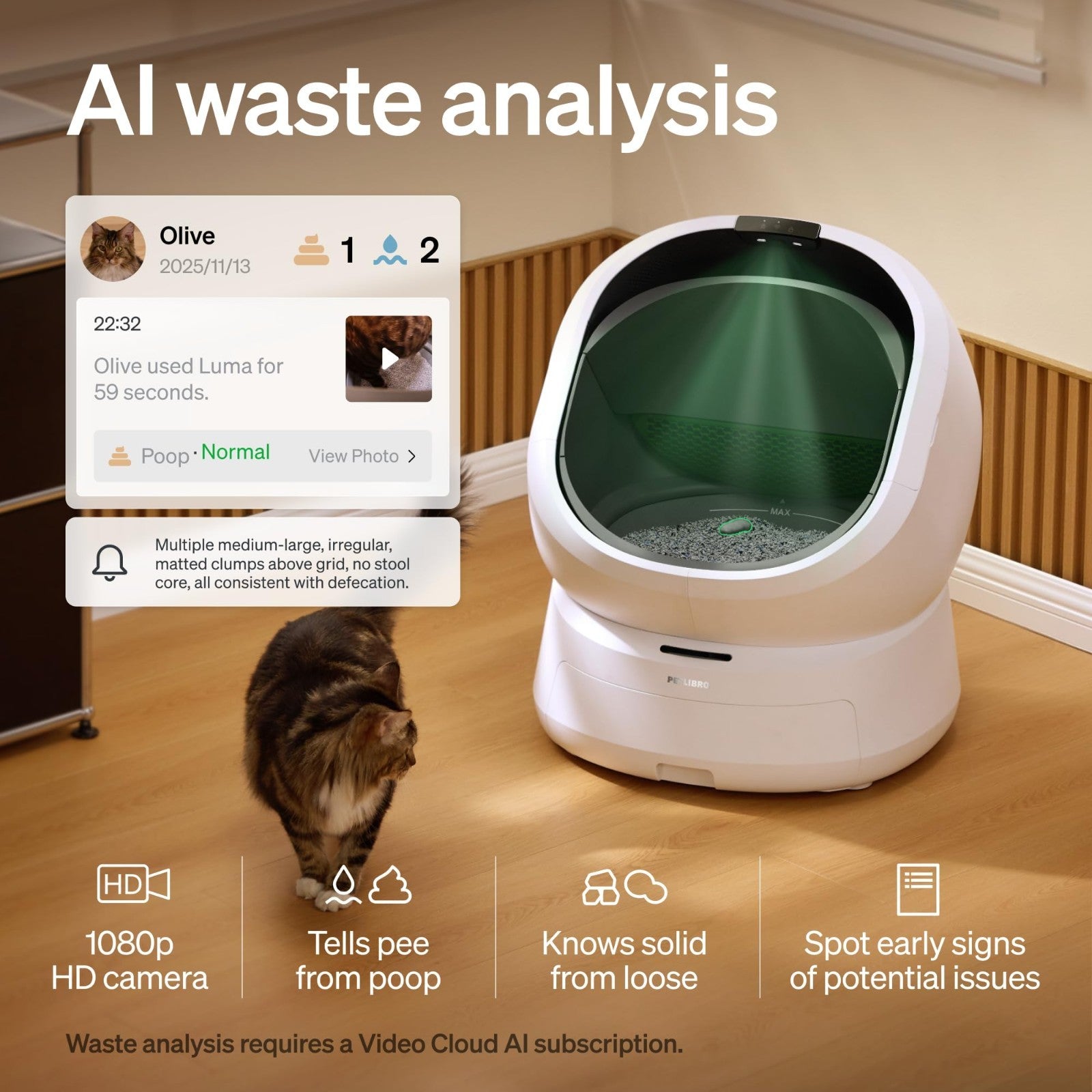 Automatic Self-Cleaning Litter Box Bundle with AI Camera, Multi-Cat, Odor Contro3