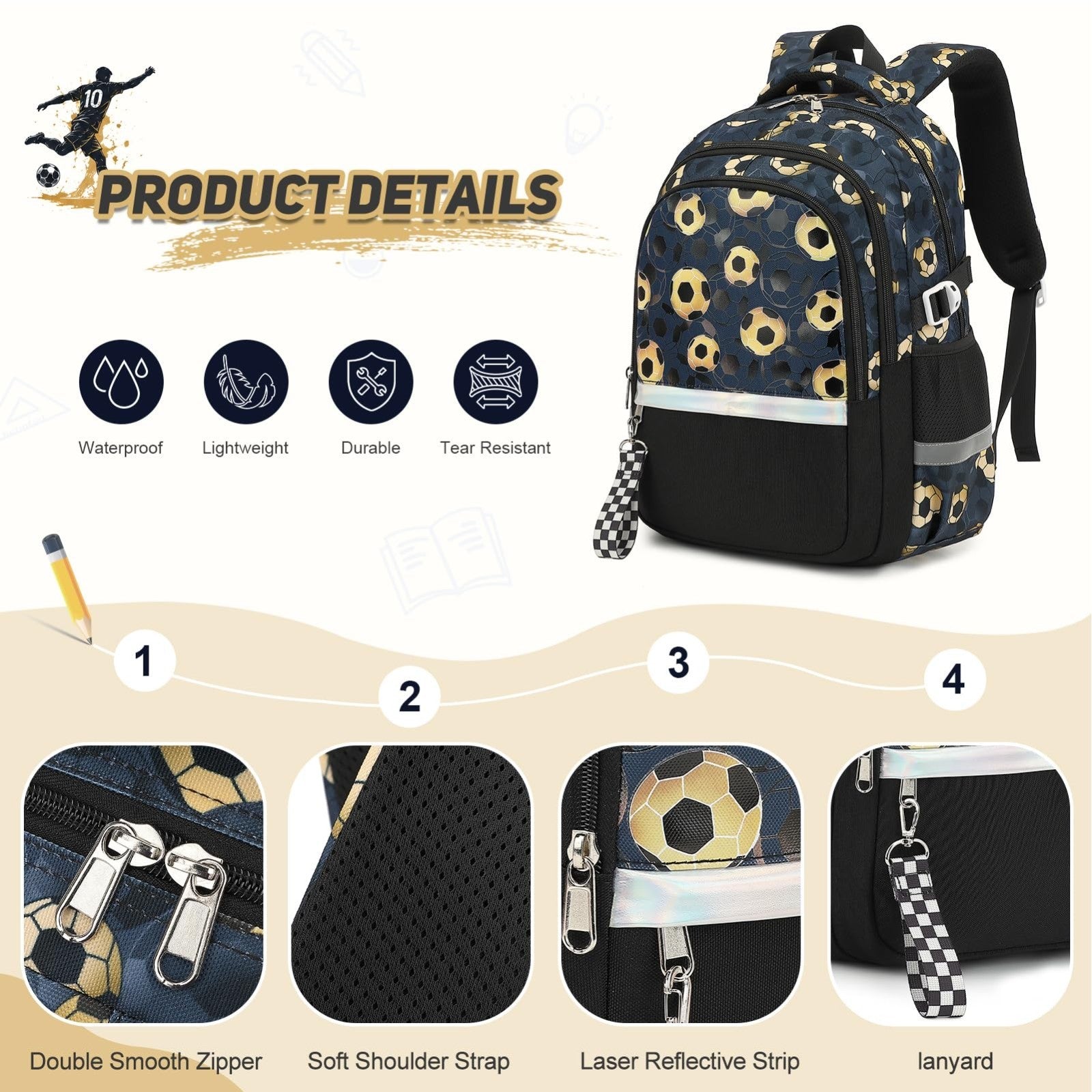 Luminous Boys Backpack Set   3PCS with Lunch Box & Pencil Case, School Bag5