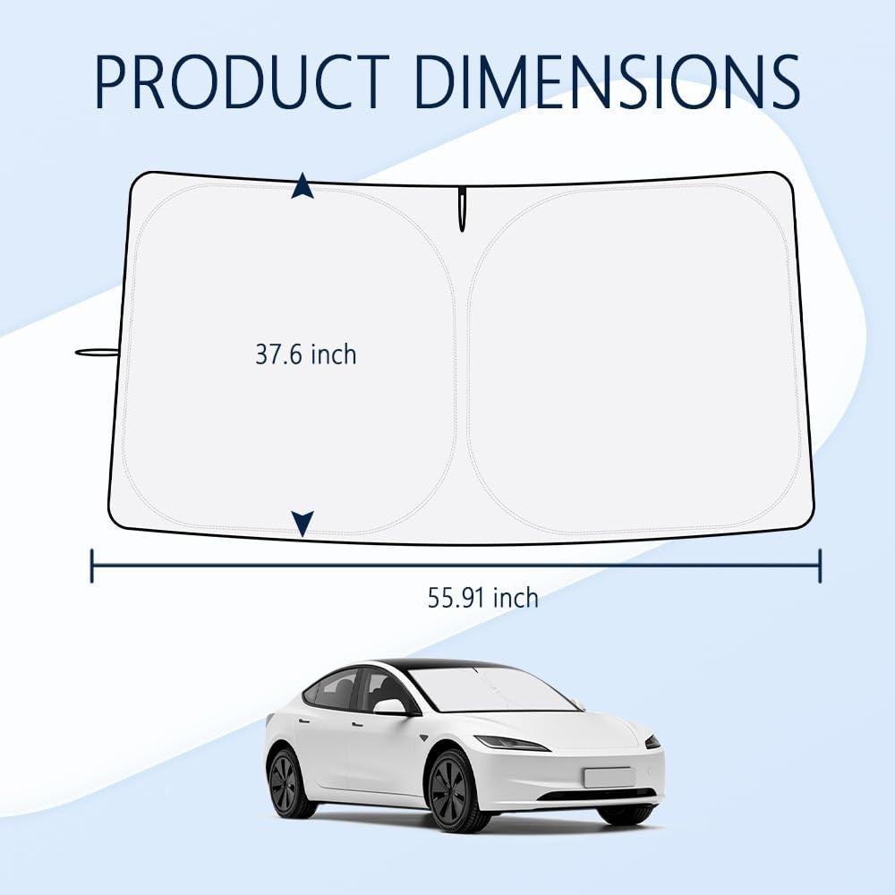 Foldable Car Windshield Sun Shade for Tesla Model 3/Y 2017-2026, Oxford Cloth, U2
