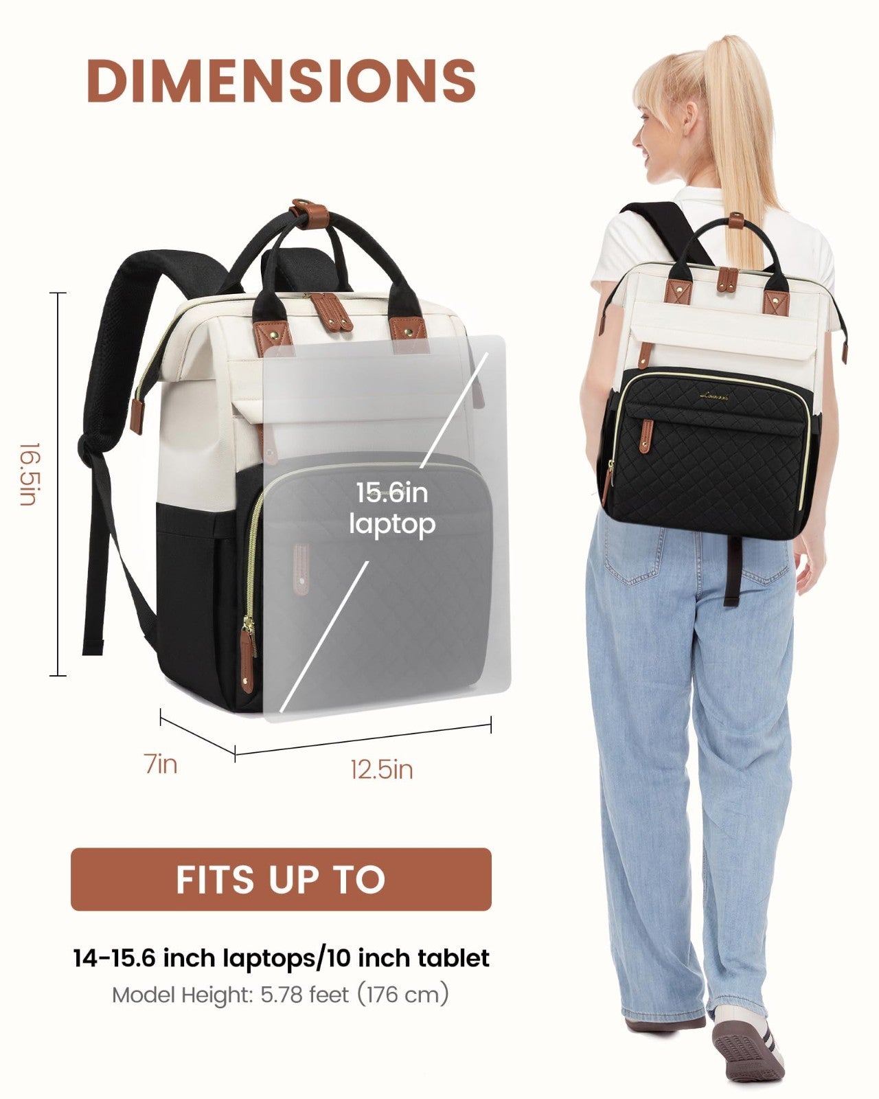 Waterproof 15.6'' Laptop Backpack for Women   Stylish Teacher & Nurse Bag, Trave3
