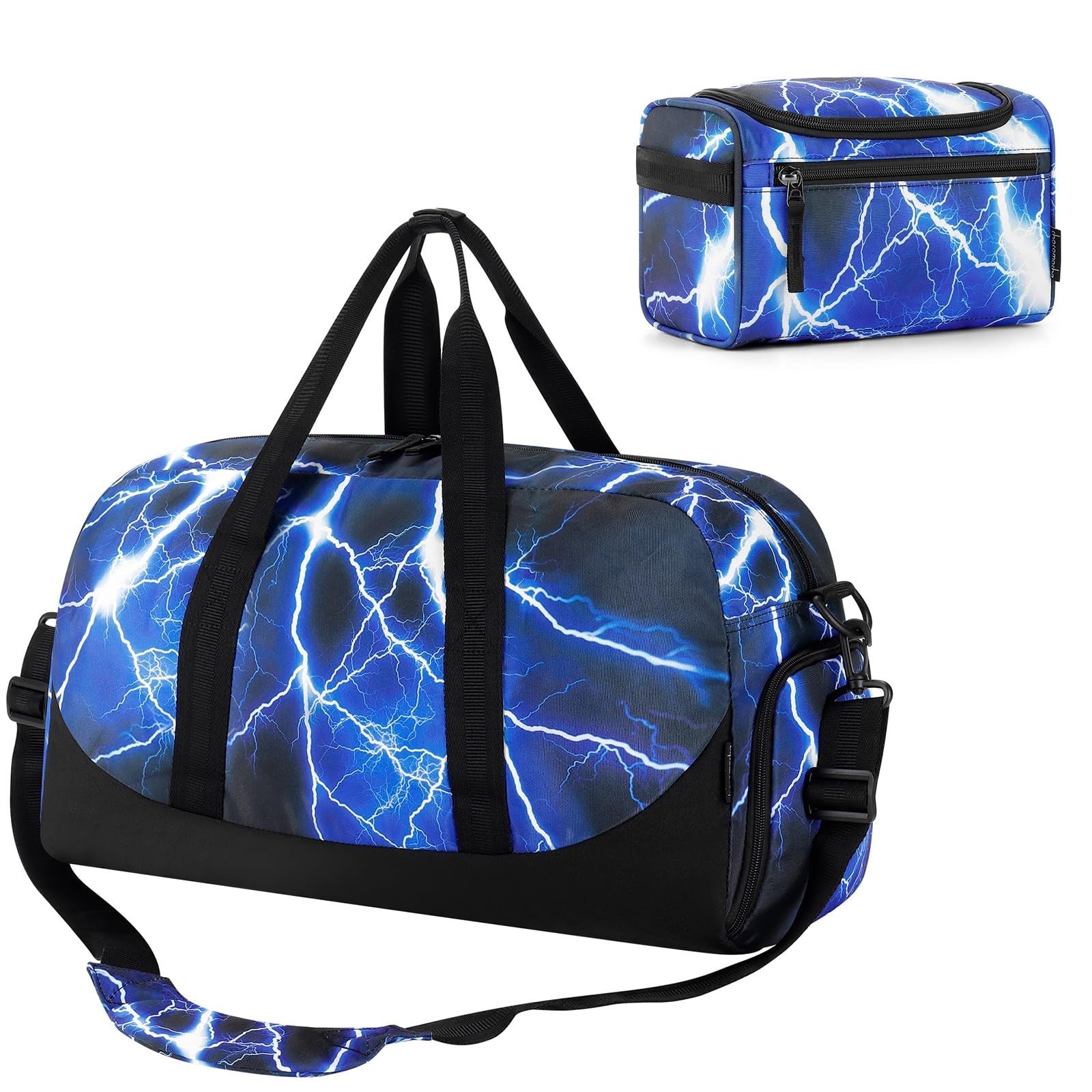 Kids Duffle Bag for Boys - Overnight Travel Gym Bag with Toiletry Pouch, Blue1