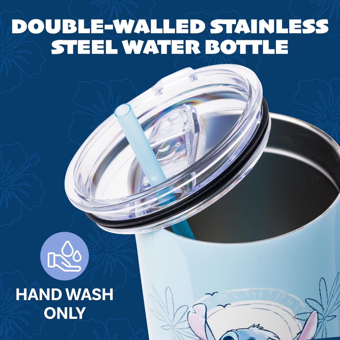 40oz Double Walled Stainless Steel Tumbler with Handle & Straw   Lilo & Stitch D3