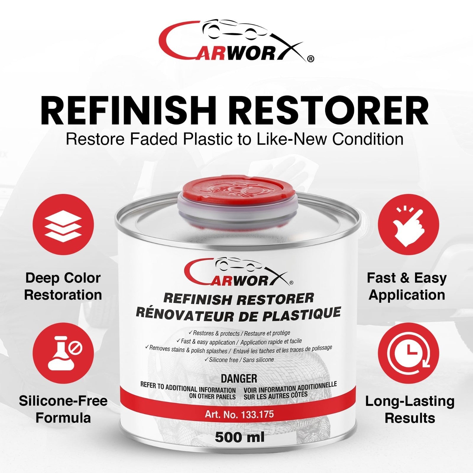 Silicone-Free Plastic Trim Restorer - Faded Color Renewal, 500ml, 2-Pack2